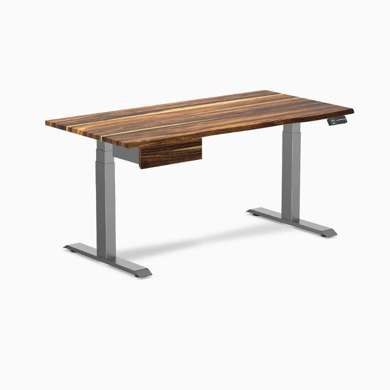 Desky Dual Hardwood Standing Desk With Drawer - Pheasantwood Top gray Frame