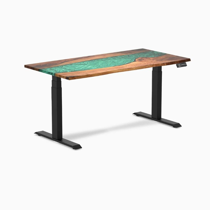 Desky Dual Resin Harwood Sit Stand Desk Emerald 60*30 inches 