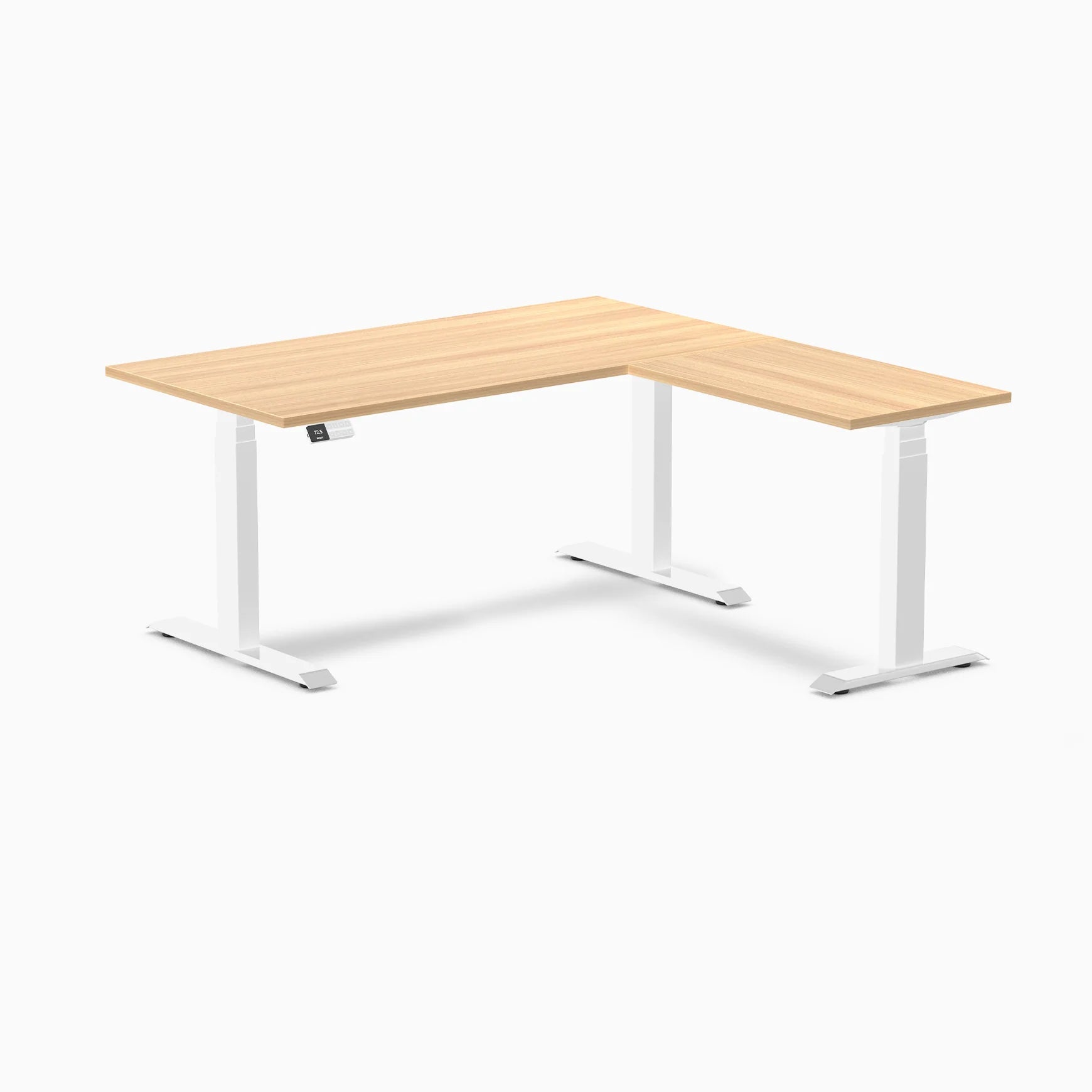 Desky L-Shape Laminate Sit Stand Desk sublime teak with white leg 