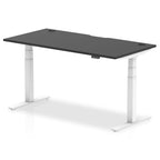 Air Black Series dual-motor standing desk, 1600mm width with White frame