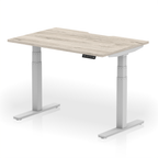 Air Scalloped Edge Height Adjustable Office Desk - grey oak / silver Frame