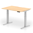 Air Scalloped Edge Height Adjustable Office Desk - maple / silver Frame