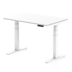 Air Scalloped Edge Height Adjustable Office Desk - white / white Frame
