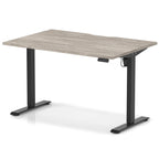 Air Lite Height Adjustable Desk With Scalloped Edge - grey oak / black Frame
