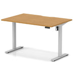 Air Lite Height Adjustable Desk With Scalloped Edge - oak / silver Frame