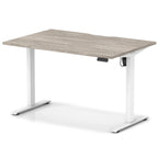 Air Lite Height Adjustable Desk With Scalloped Edge - grey oak / white Frame
