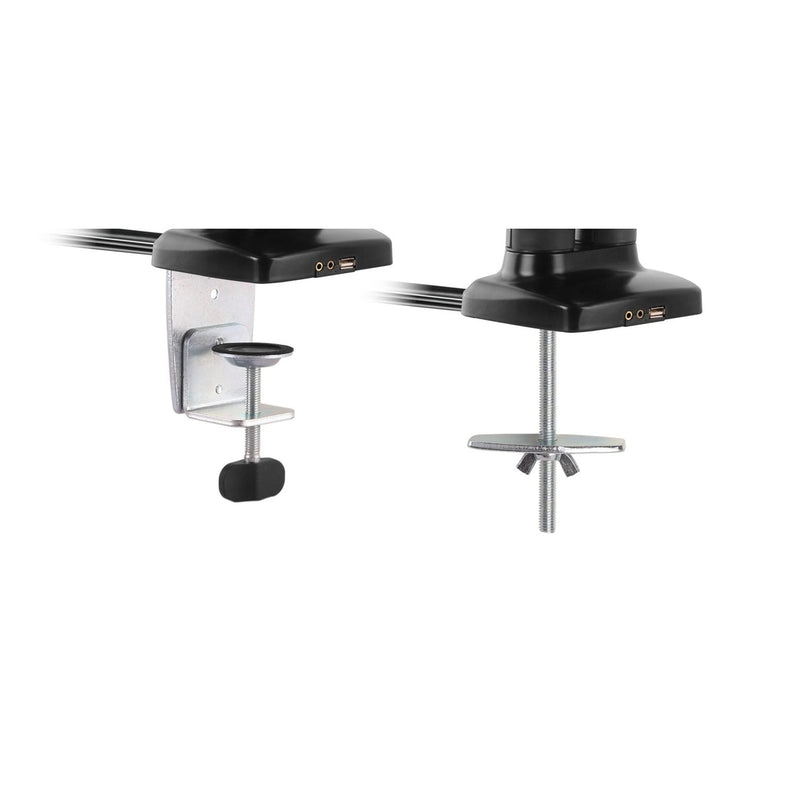 Invisibly routed cabling with 360° swivel and dual grommet/clamp installation