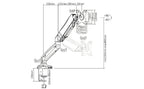 Dynamic Monitor Arm Technical Movement Diagram and Dimensions