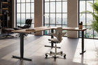 Lavoro Advance Corner height-adjustable desk in styled workspace, lifestyle view 3