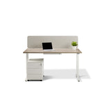 White Lavoro Vault drawer beneath standing desk with mobile pedestal; desk, screen and pedestal not included