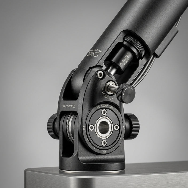 Fingertip pneumatic tension and 360° rotating portrait/landscape positioning