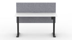 Formetiq Alto 1 Single-Motor Standing Desk front view with acoustic screen and rear cable scoop