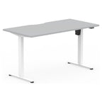 Formetiq SYSTM Single-Motor Standing Desk, Stone Grey desktop and White frame
