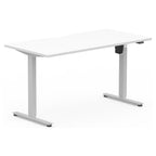 Formetiq SYSTM Single-Motor Standing Desk, Pure White desktop and Silver frame