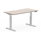 Formetiq SYSTM dual-motor standing desk with Visual Control, Clay Grey desktop and Silver frame
