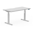 Formetiq SYSTM dual-motor standing desk with Visual Control, Stone Grey desktop and Silver frame