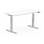 Formetiq SYSTM dual-motor standing desk with Visual Control, Pure White desktop and Silver frame