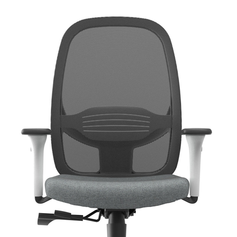 Rounded backrest design with height-adjustable lumbar support