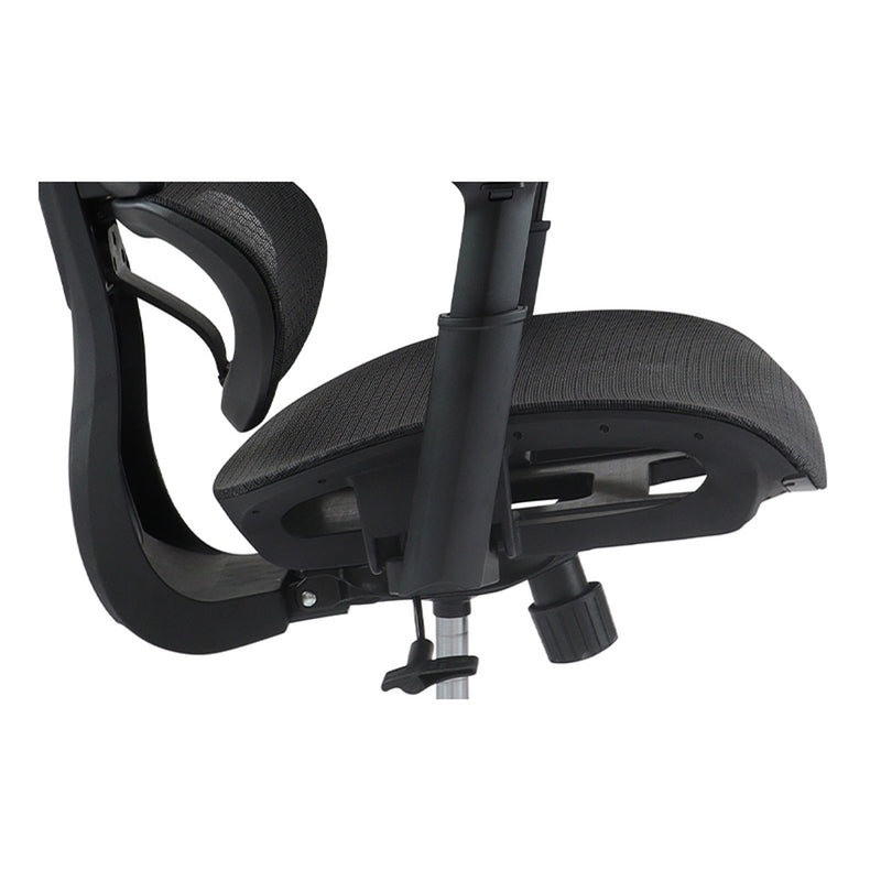 Contoured elastomeric mesh seat with waterfall edge